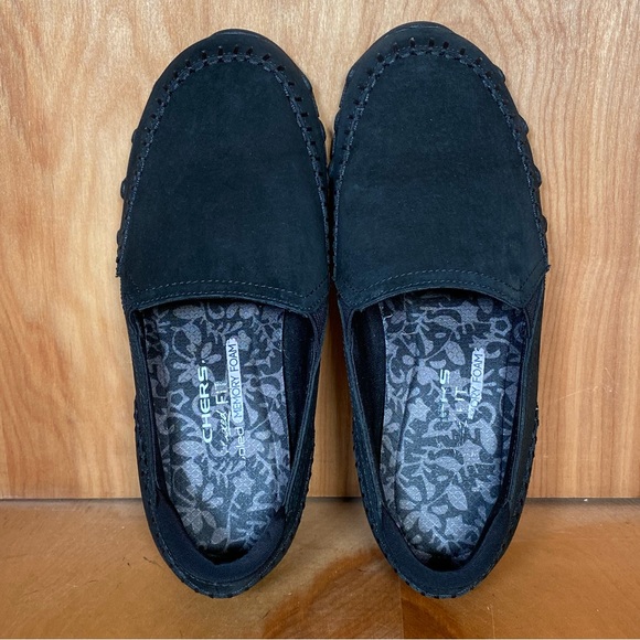 Womens 6.5 Skechers Relaxed Fit Slip On Bikers Sneakers Black SEF0412 - Picture 5 of 8